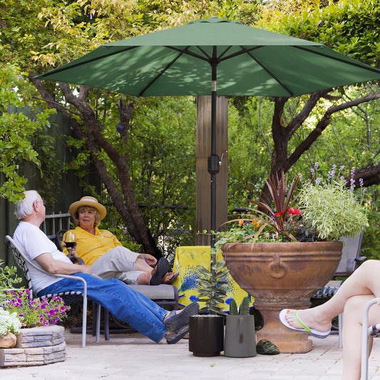 2.6 m Garden Parasol Umbrella with Aluminium Pole, Garden Umbrella with Tilt and Crank, Vent, Dark Green