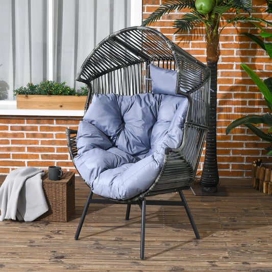 Amalfi String Rattan Egg Chair with 2,000 Hours UV Resistance and 14cm Thick Seat Cushion - Grey/Black