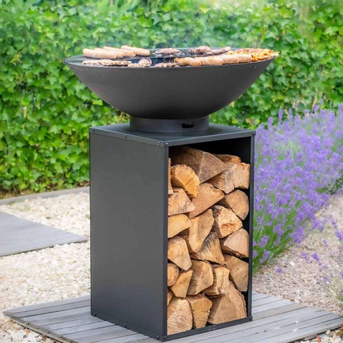 Onyx Fire Bowl w/ Grill and Log Storage - Ø60 - Outdoor Fire Pit - image 8