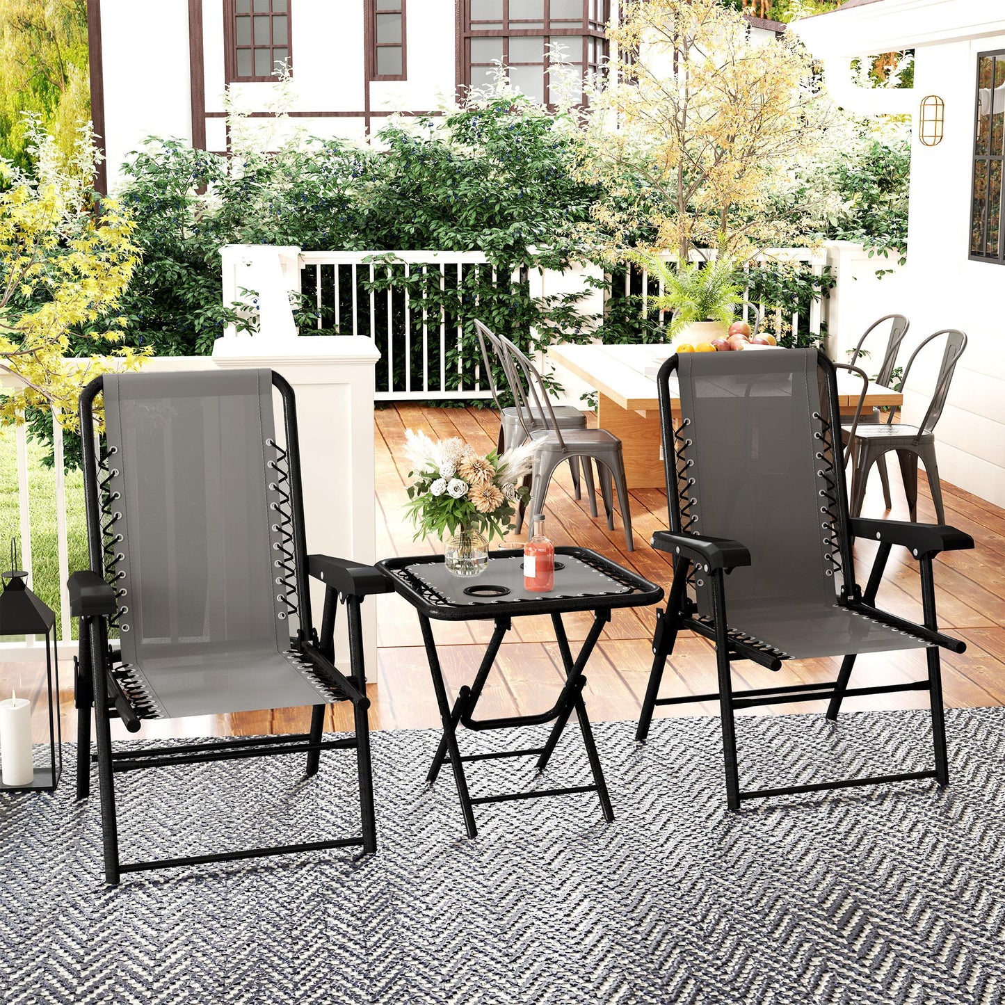 Ibiza Three-Piece Garden Table and Chair Set - Dark Grey