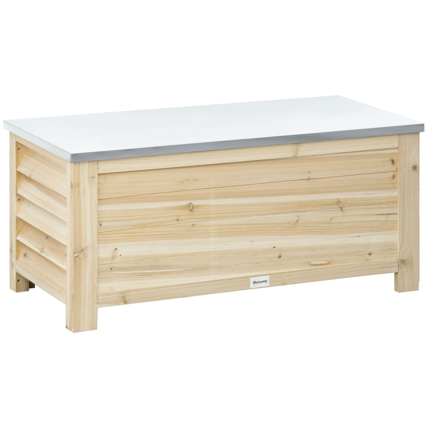 Outsunny - 155L Wooden Garden Storage Box, Natural Wood Finish