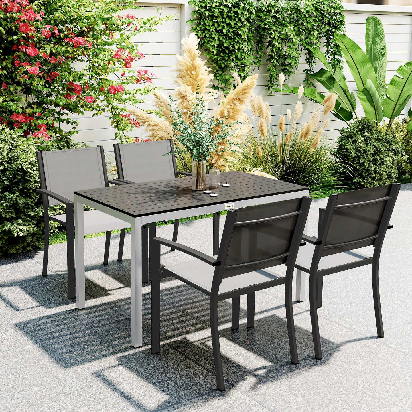 Riviera Garden Table for 4-6, 120 x 70 cm Garden Dining Table with Rust-Resistant Aluminium Frame