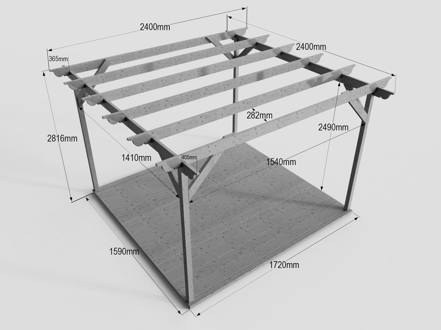 Ovolo Wooden Pergola and Decking Kit