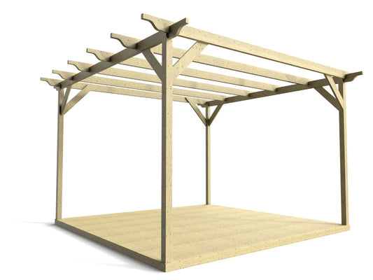 Sculpted Wooden Pergola and Decking Kit