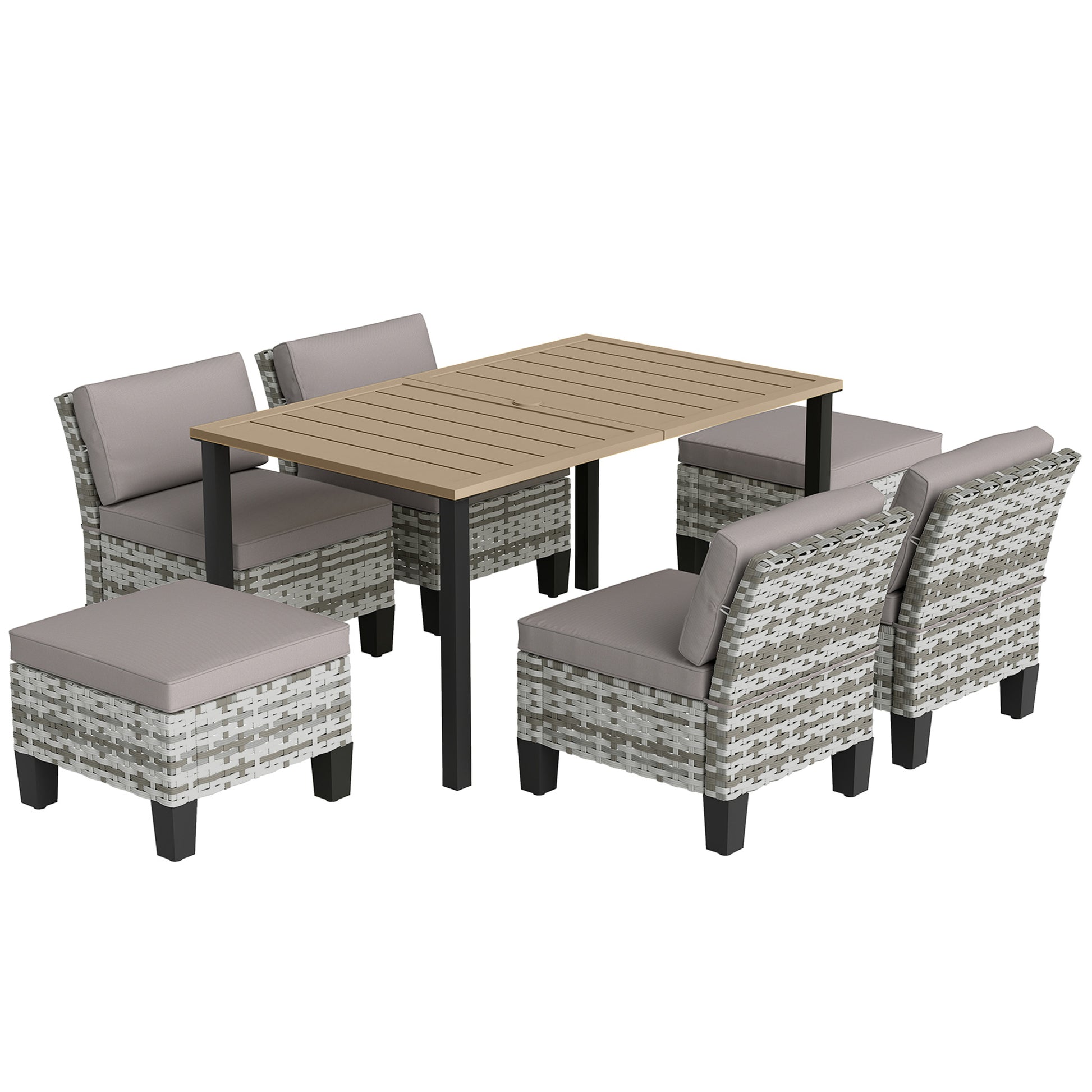 Outsunny Seven-Piece Rattan Dining Set - Grey