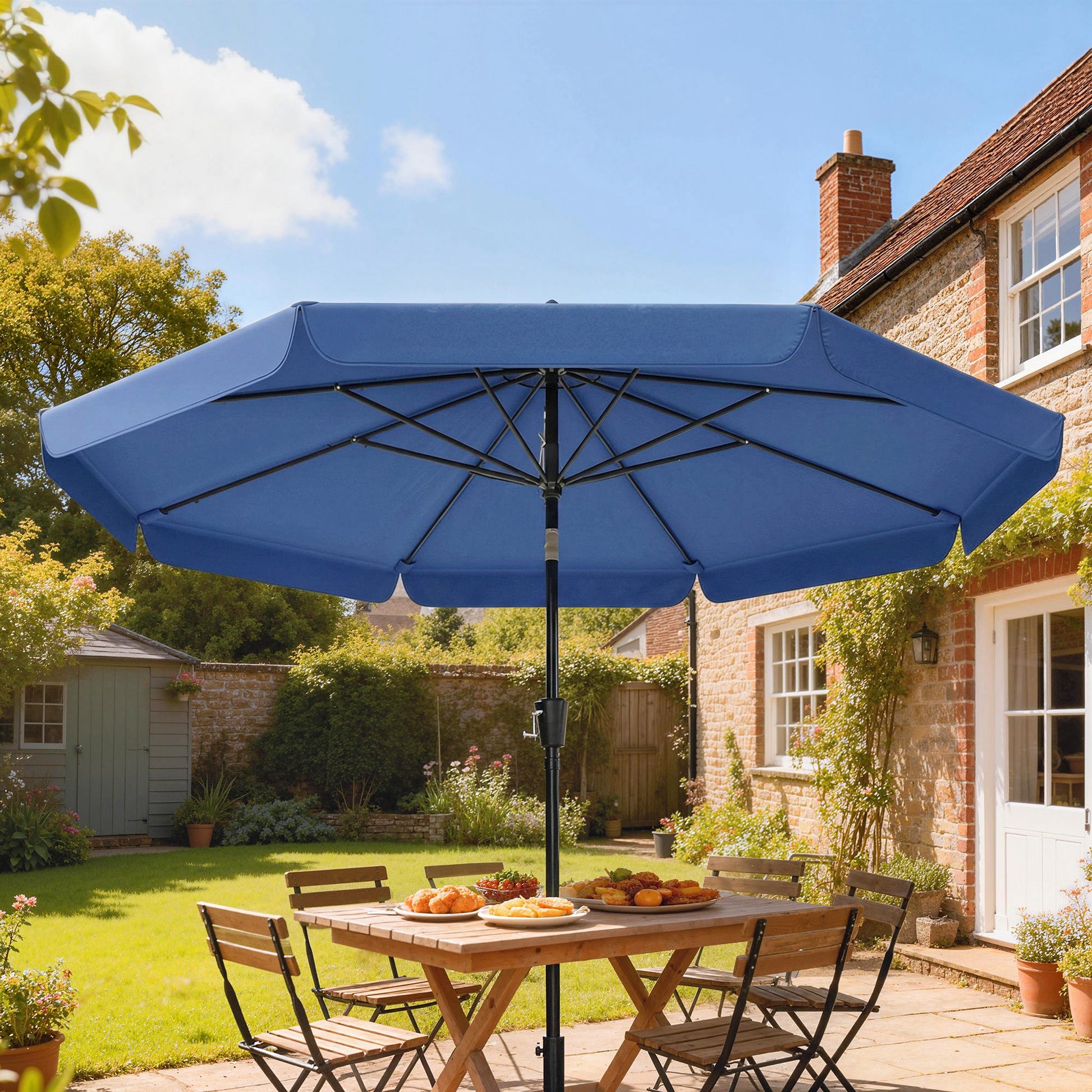 3 m Garden Parasol with Tilt Mechanism & Crank Handle, UPF 30+ Patio Umbrella Garden Table Umbrella