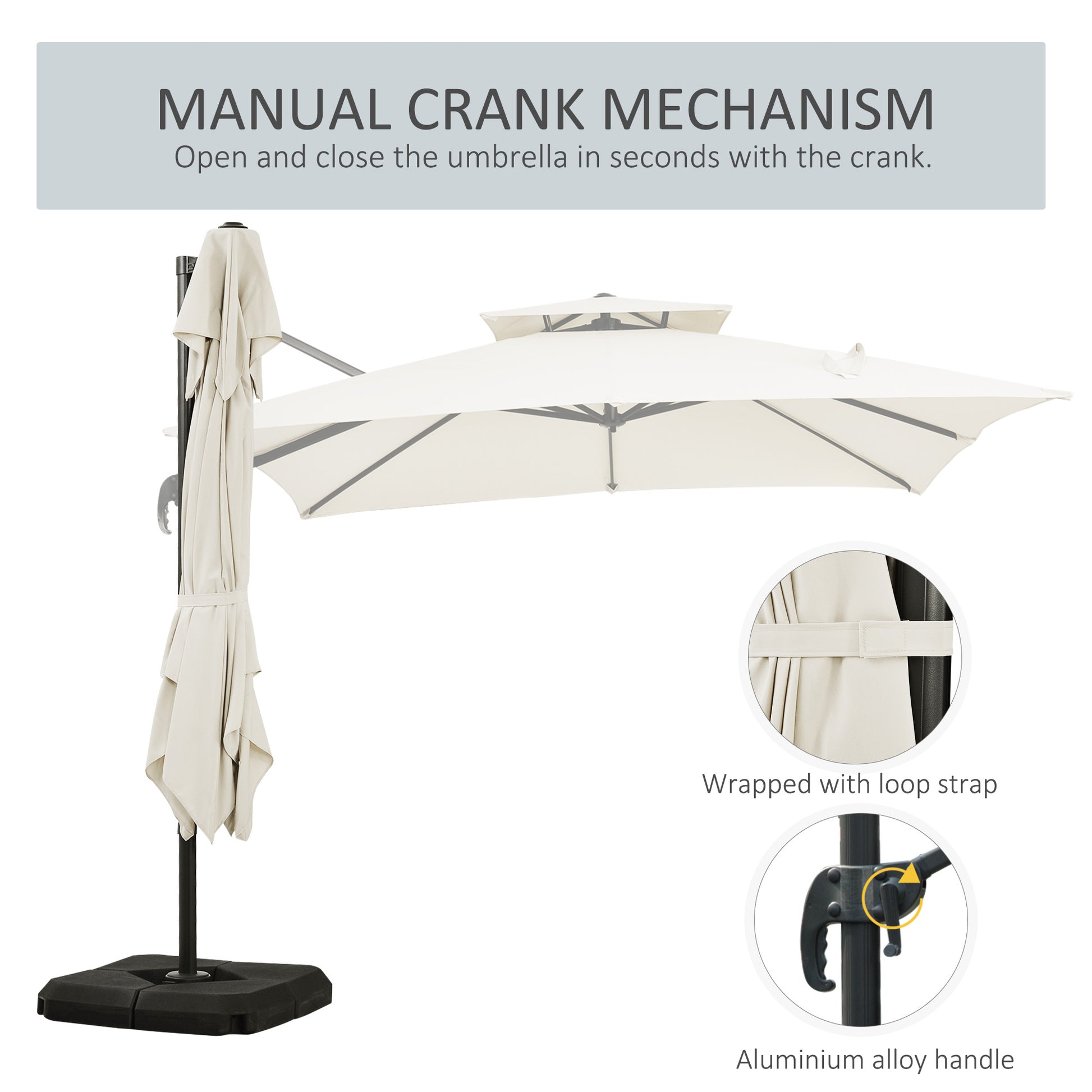 Outsunny Steel Frame Outdoor Roma Cantilever Umbrella