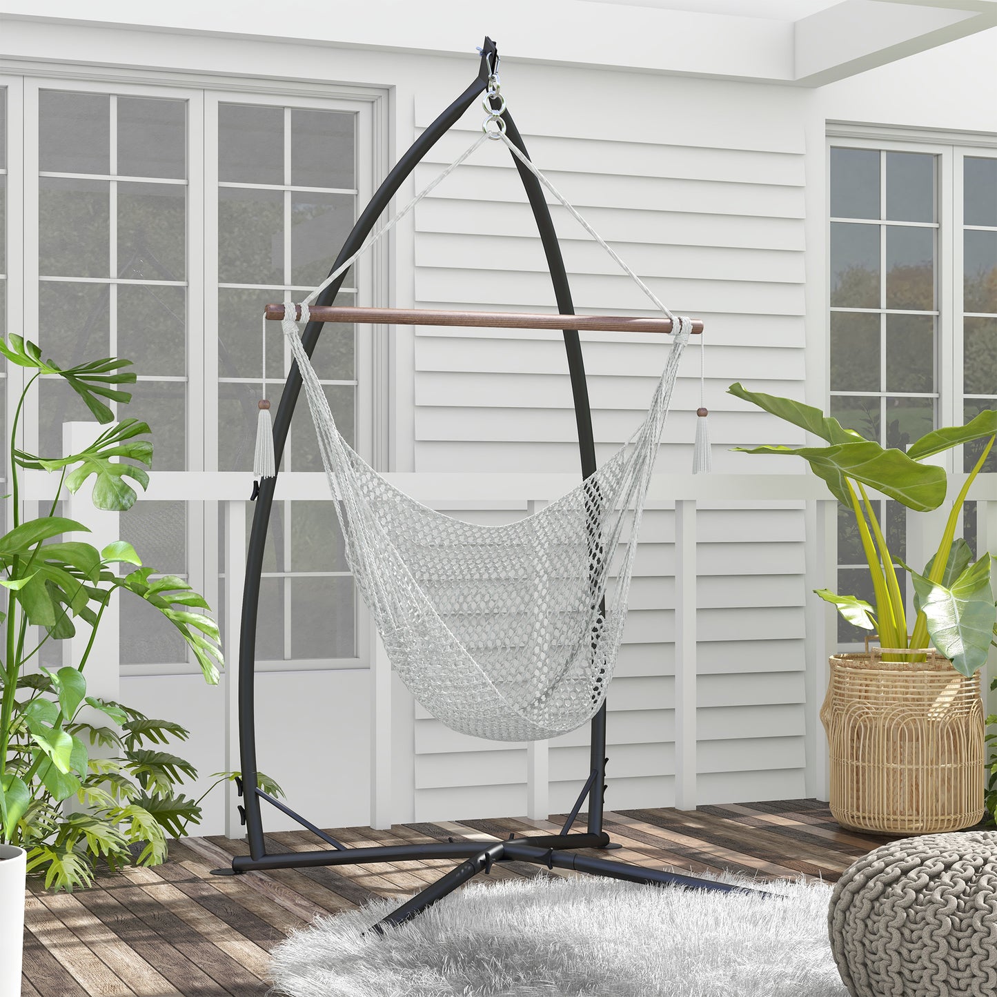 Sorrento Hammock Chair Stand, Hanging Heavy Duty Metal Frame Hammock Stand with Chain
