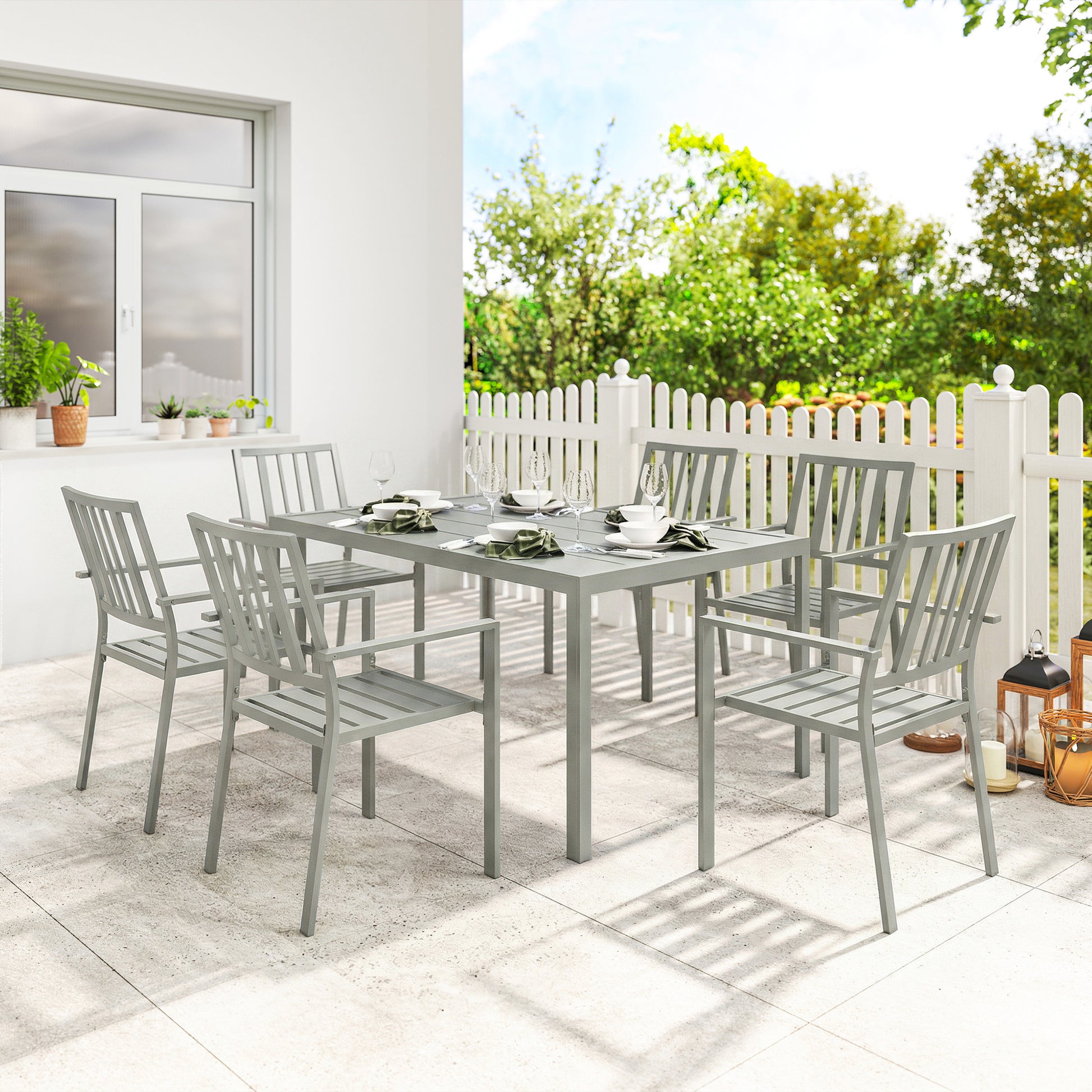 Tivoli Garden Table and Chairs for 6, 7 Pieces Garden Furniture Set with Table