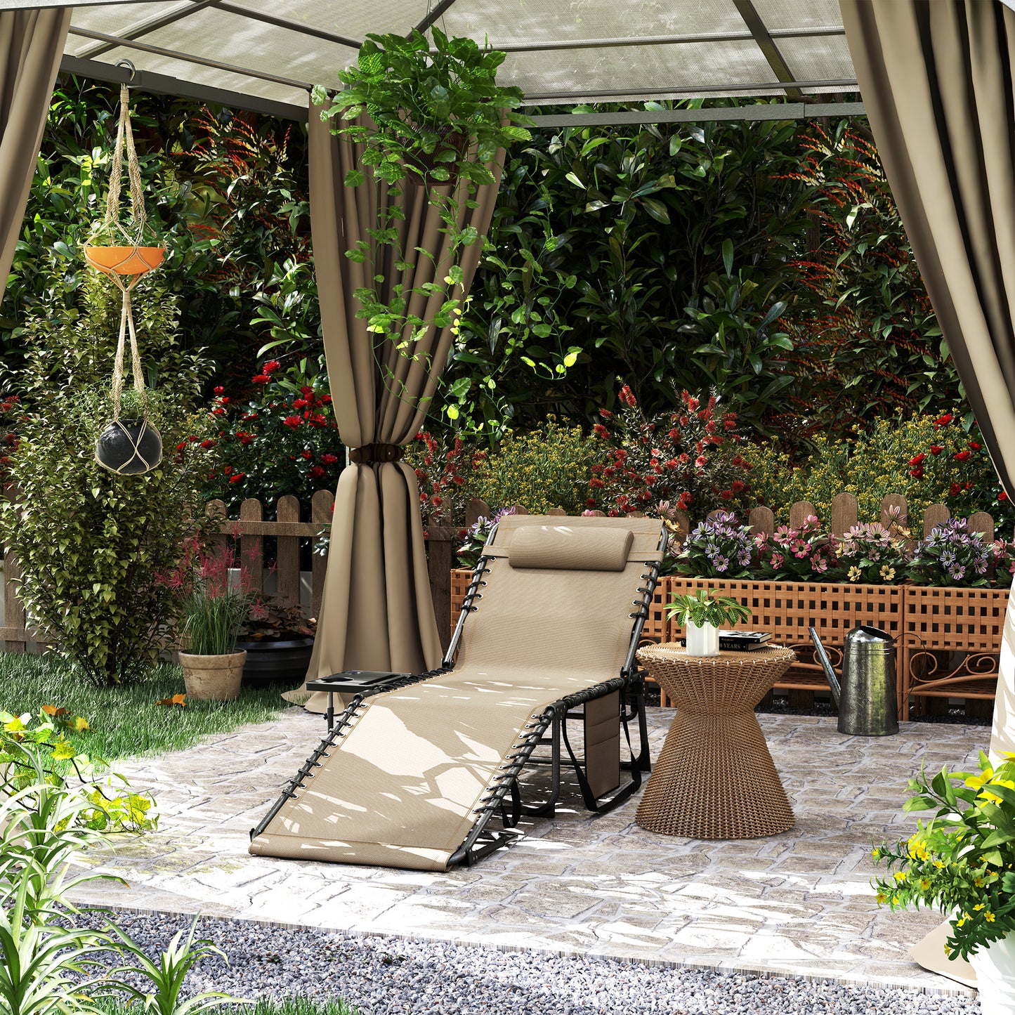 Capri Five-Position Reclining Sun Lounger - Beige