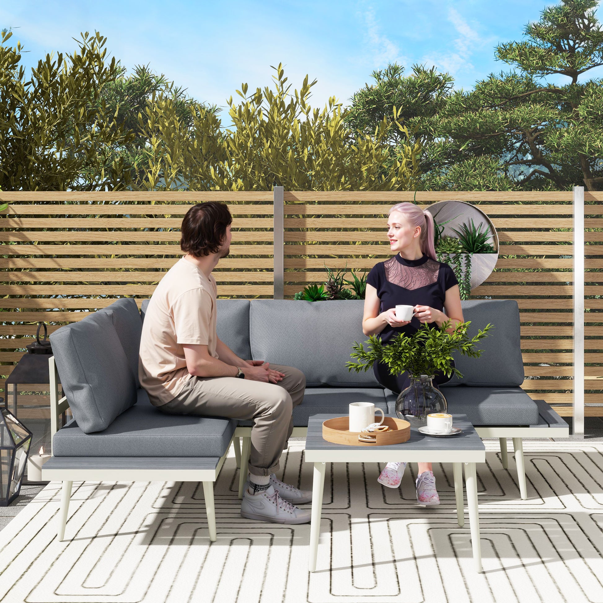 Mediterraneo 3 Piece Garden Furniture Set with 5-Level Adjustable Lounger