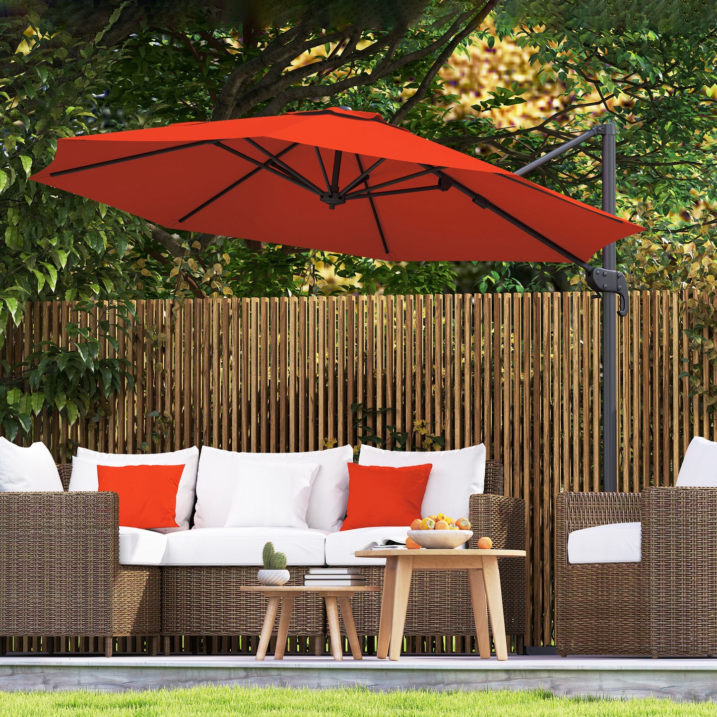 Mediterraneo Five-Position Overhanging Parasol - Orange