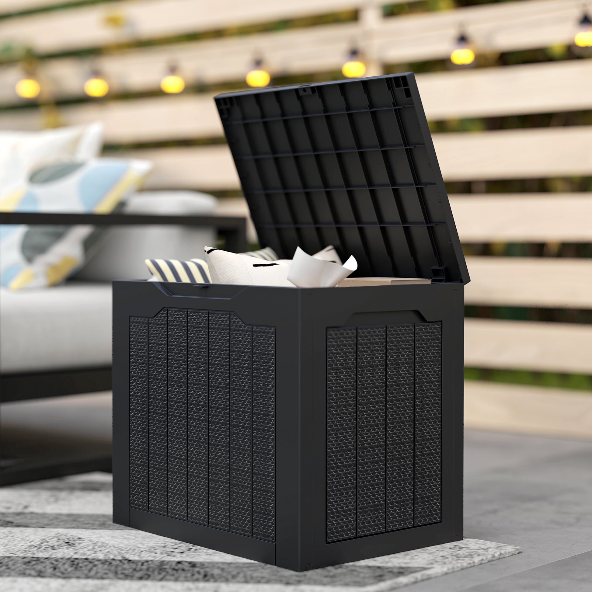 Outsunny - 93L Plastic Garden Storage Box, Black