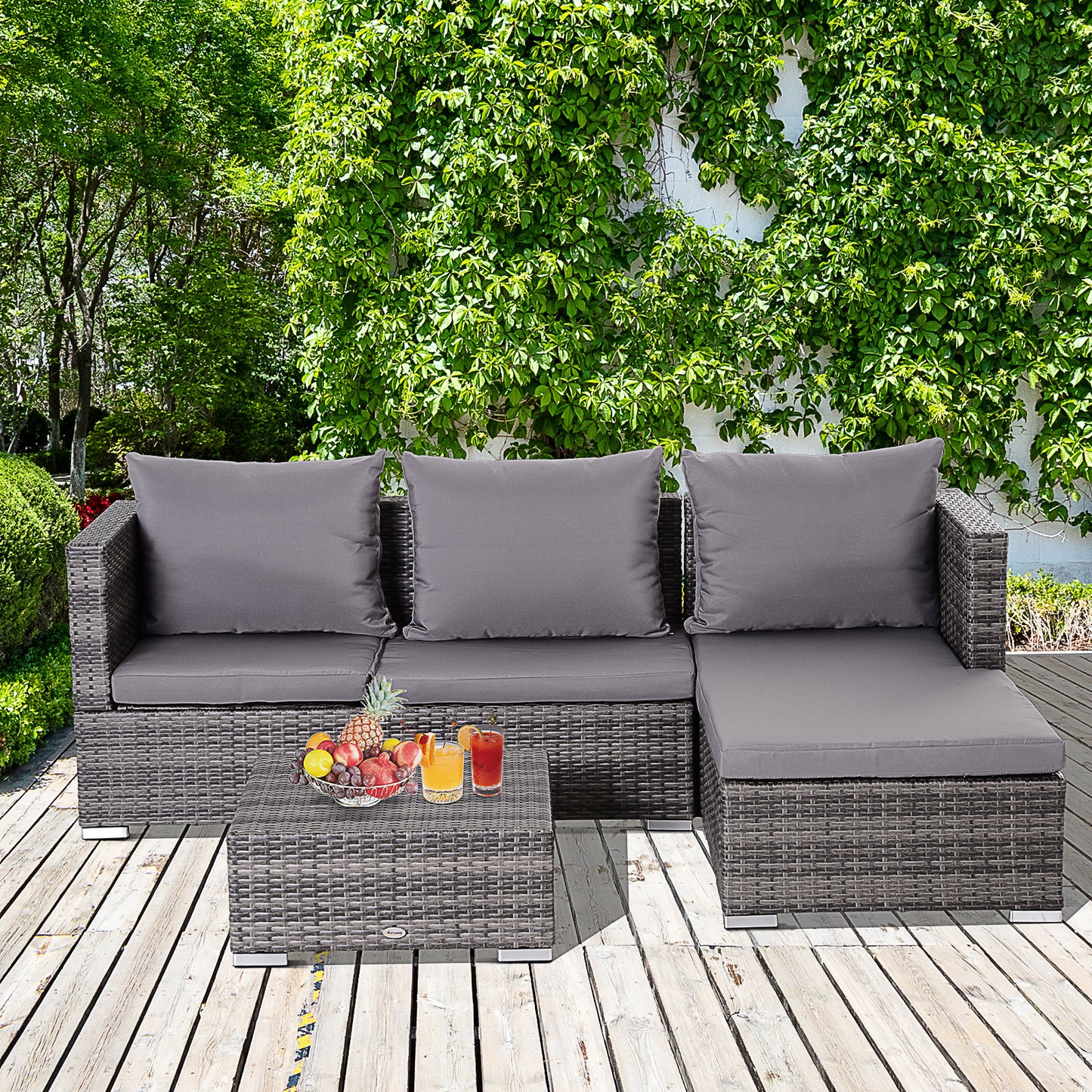 Capri 3PC Rattan Garden Furniture Storage Sofa Set