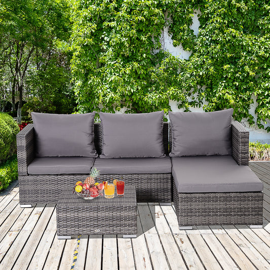 Capri 3PC Rattan Garden Furniture Storage Sofa Set