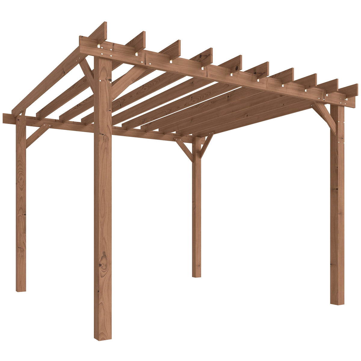 3m x 3m Wooden Pergola Kit – Maple Wood – Effect Garden Pergola with Grape Trellis Roof and Triangle Supports