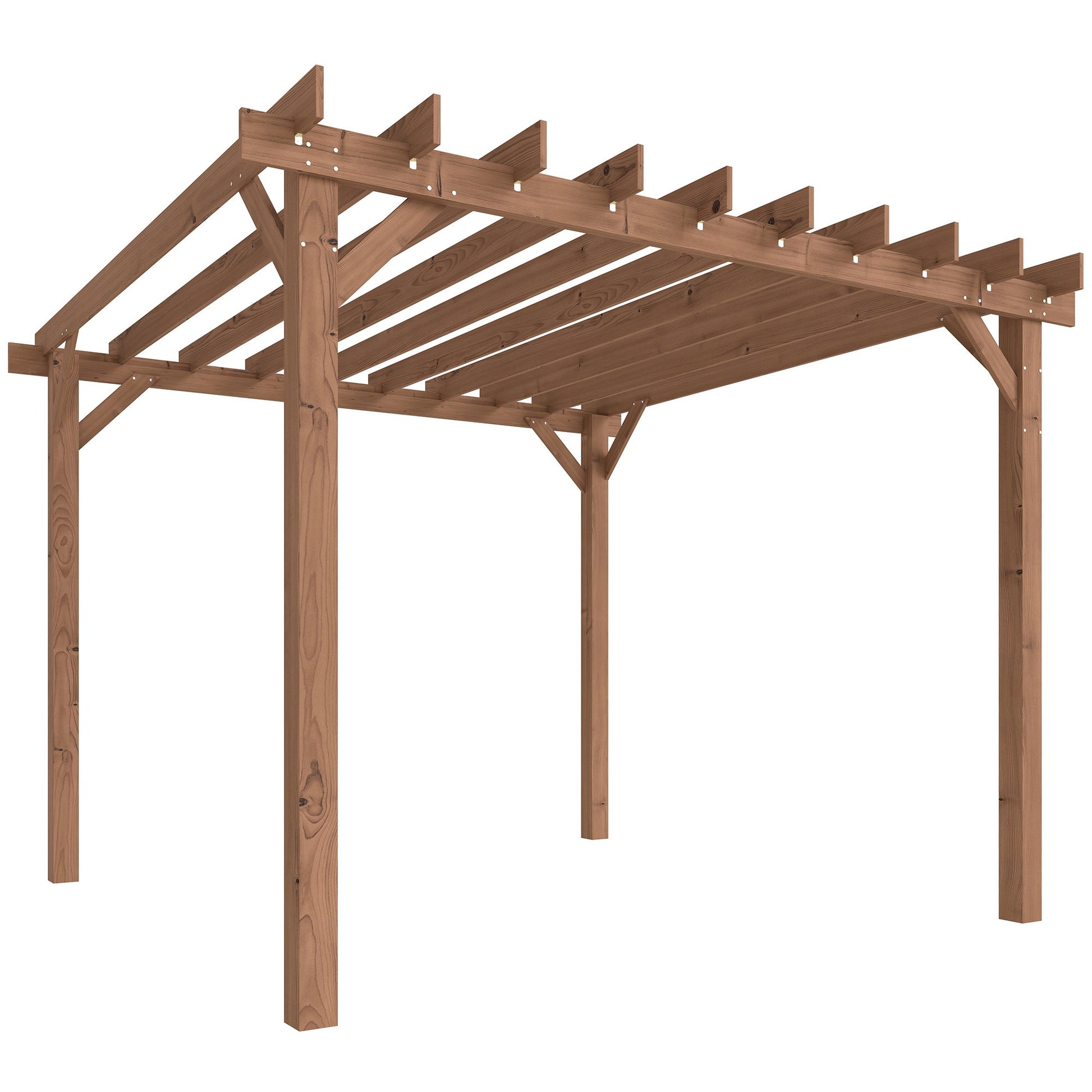 3m x 3m Wooden Pergola Kit – Maple Wood – Effect Garden Pergola with Grape Trellis Roof and Triangle Supports