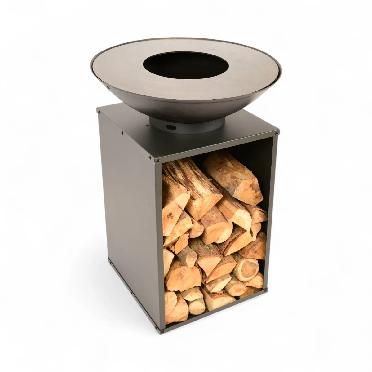 Onyx Fire Bowl w/ Grill and Log Storage - Ø60 - Outdoor Fire Pit