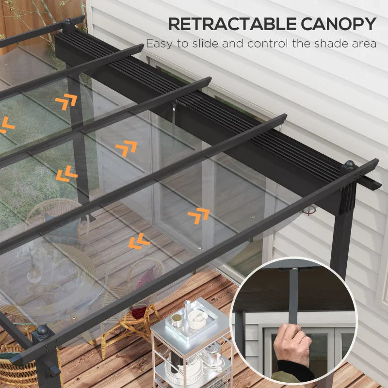 3m x 4m Aluminium Retractable Pergola – Dark Grey Outdoor Patio Garden Shade Shelter