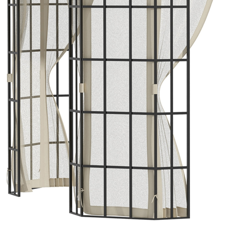 3.65m x 3m Round Hardtop Garden Gazebo with Mesh Netting & Double-Tier Roof