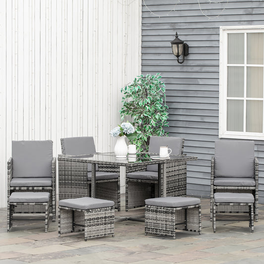 Tivoli 8-Seater Rattan Furniture Set Wicker Weave Patio Dining Table Seat
