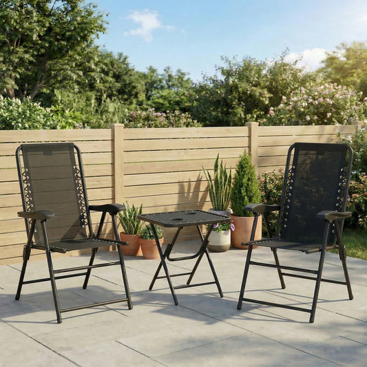 Verona Three-Piece Garden Table and Chair Set - Black