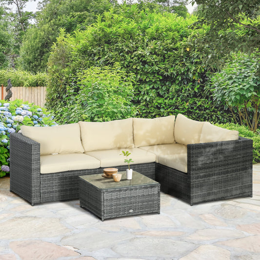 Riviera 3 Piece PE Rattan Garden Furniture Set with 10 cm Thick Cushions