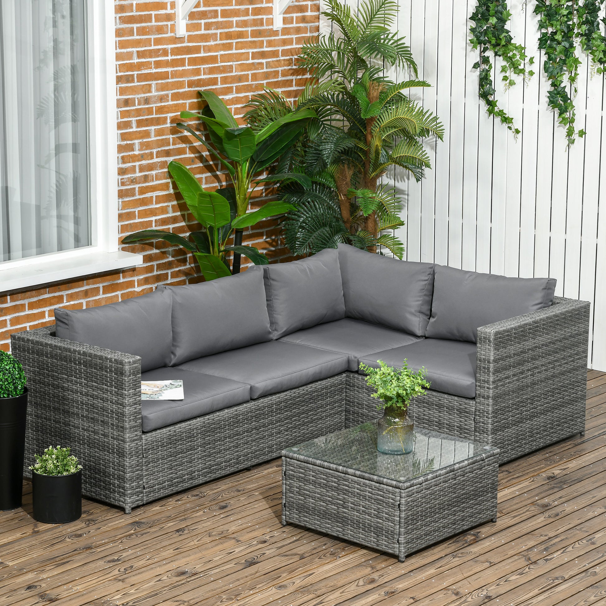 Marbella 3 Piece PE Rattan Garden Furniture Set with 10 cm Thick Cushions