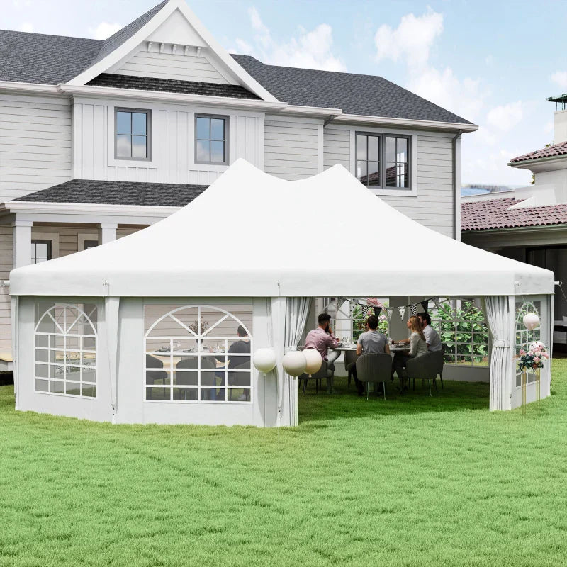 8.9m x 6.5m Premium 10 – Sided Garden Marquee Gazebo – Steel Frame Outdoor Party Tent with Windows