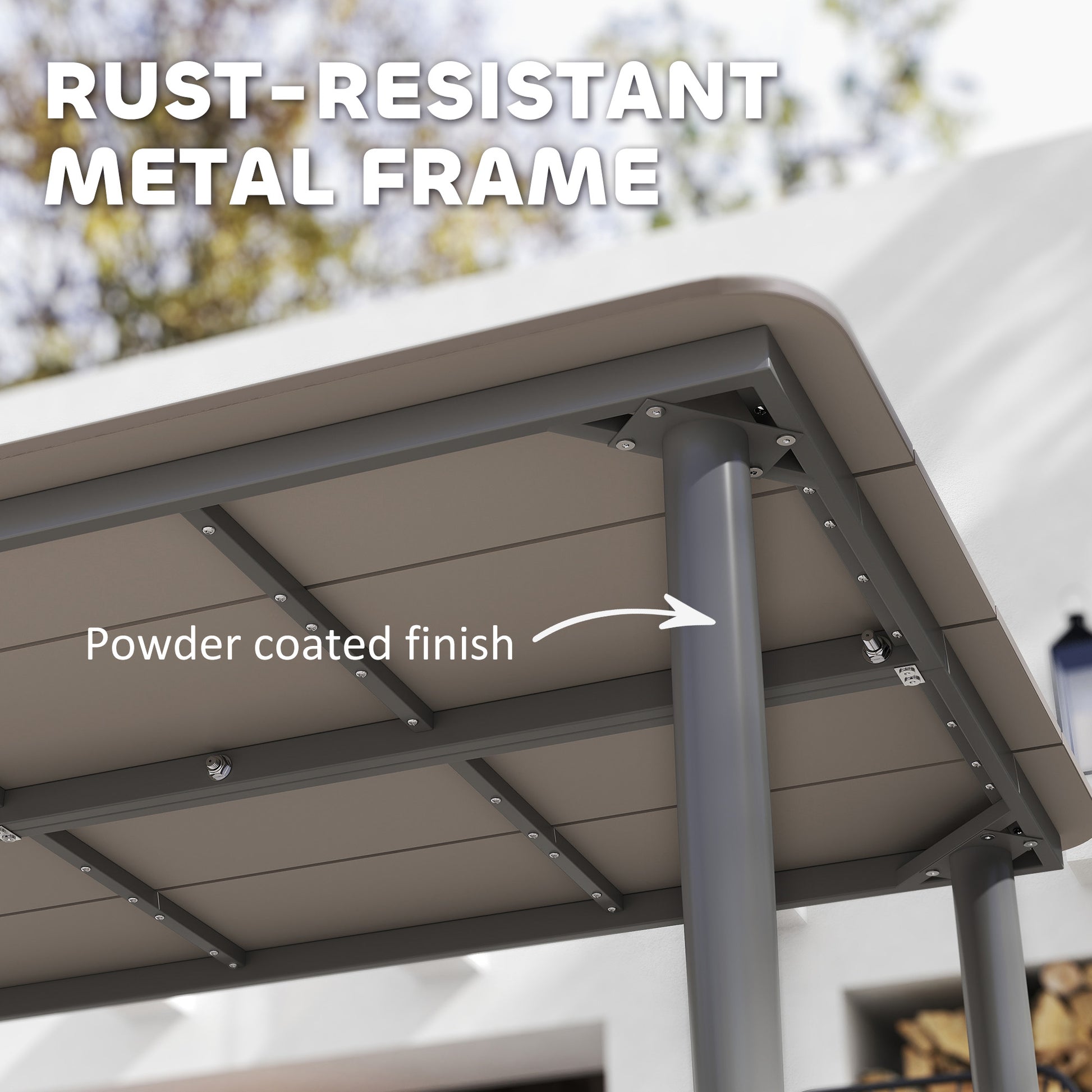 Outsunny Outdoor Dining Table for 6 People with Rust Resistant Metal Frame, WPC Top, Dark Grey