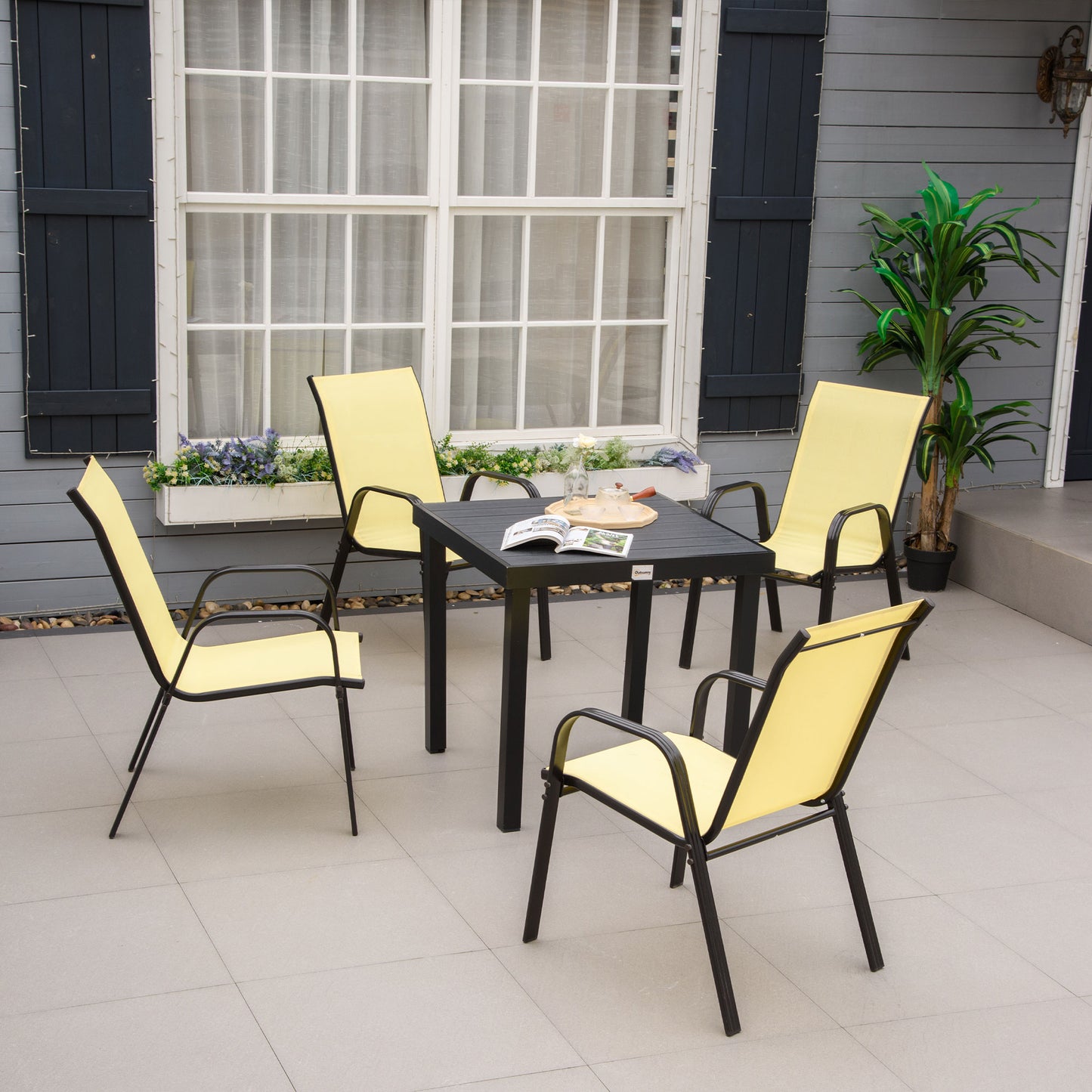 Ibiza Set of Four Stackable Mesh Seat Chairs - Beige