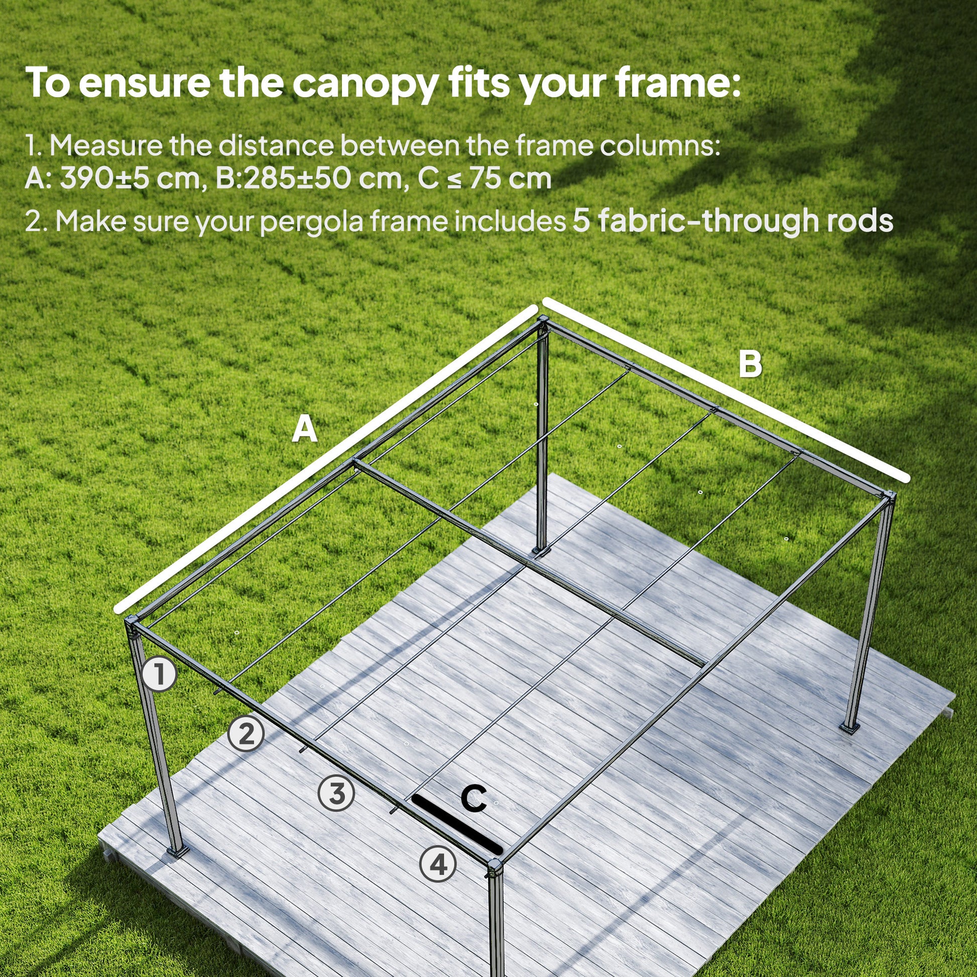 Outsunny Retractable Pergola Canopy Only, 3.92 x 3.5 m, UV30+ Replacement Canopy Cover for 4 x 3 m Pergola, Khaki