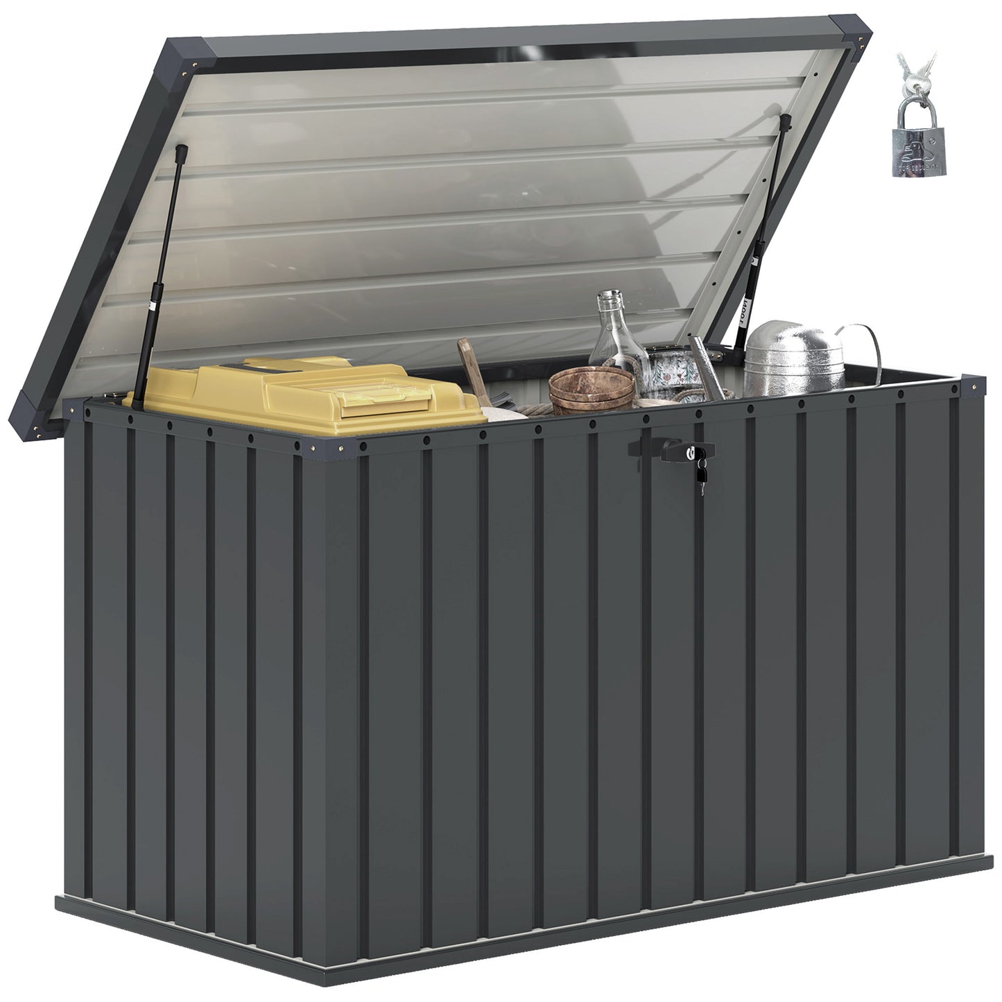 Outsunny - 400L Galvanised Steel Garden Storage Box, Dark Grey