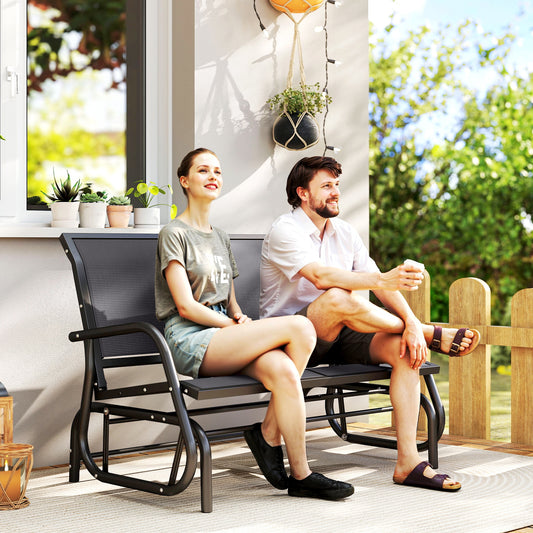 Riviera 2-Person Outdoor Glider Bench Patio Double Swing Gliding Chair Loveseat w/Power Coated Steel Frame for