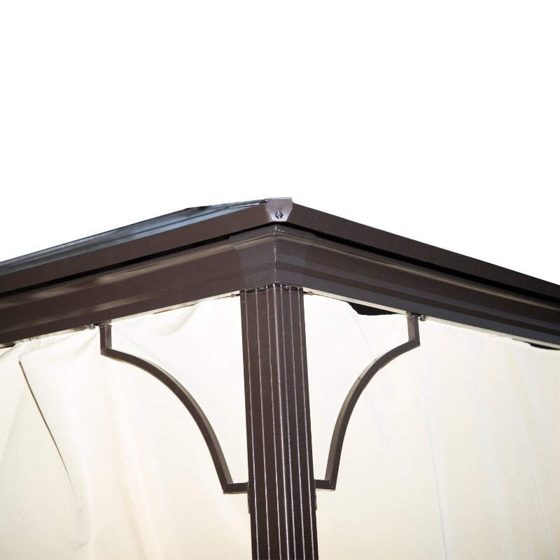 3x3m Premium Aluminium Hardtop Garden Gazebo with Polycarbonate Roof, Removable Curtains & Insect Mesh Enclosure