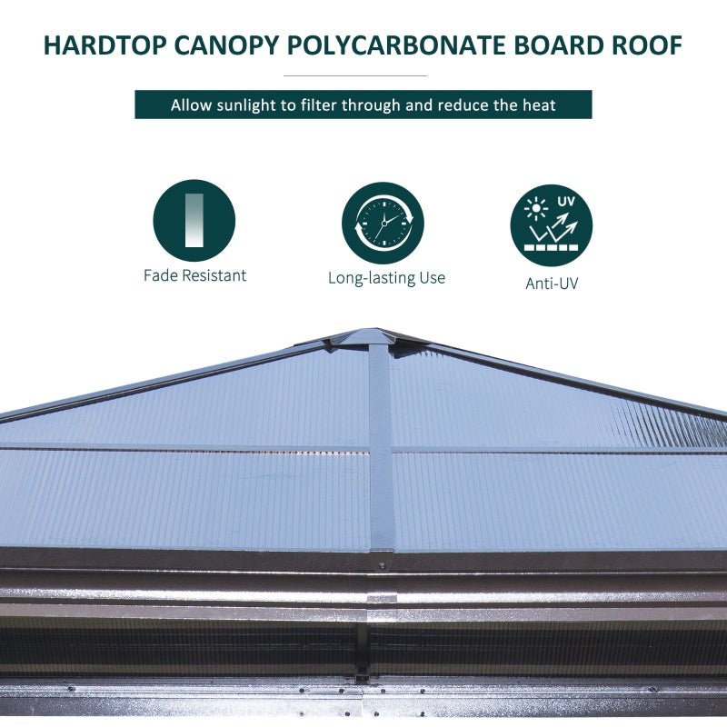 3x3m Premium Aluminium Hardtop Garden Gazebo with Polycarbonate Roof, Removable Curtains & Insect Mesh Enclosure