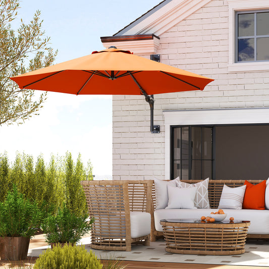 Mediterraneo 3(m) Wall-Mounted Parasol Shade, with Handle - Orange