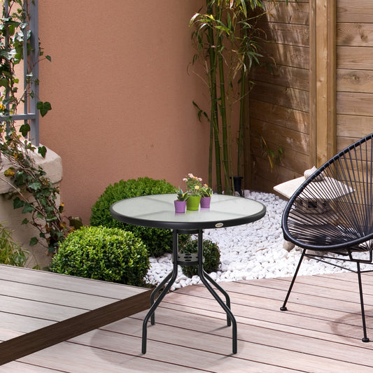 Monaco 80 cm Round Garden Dining Table with Parasol Hole for 4