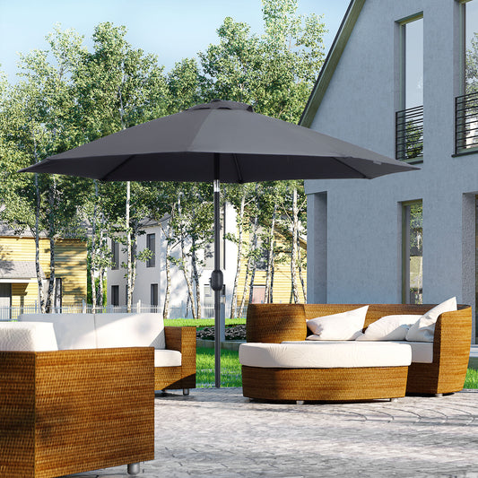 2.7M Garden Parasol Umbrella with Glass Fibre Ribs and Aluminium Frame, Tilting Sun Shade Shelter Canopy