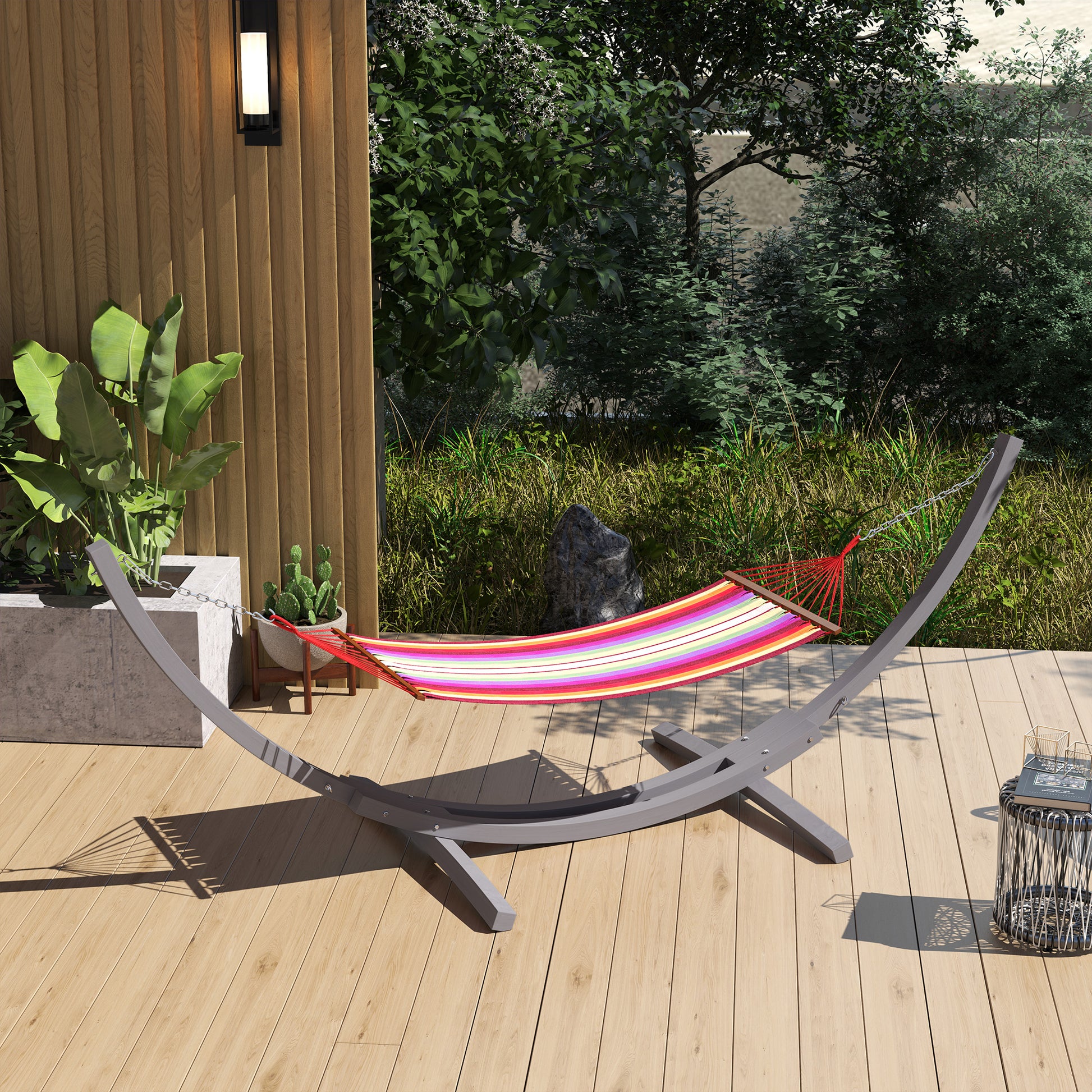 Outsunny 3.25m Wooden Hammock Stand Universal Fit Garden Picnic Camp Accessories, Grey