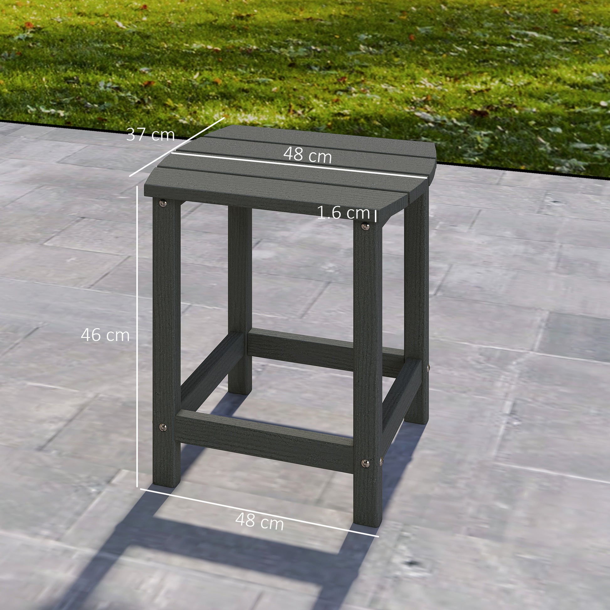 Outsunny Outdoor Side Table, Garden Coffee Table, All-Weather Adirondack Side Table for Garden, Beach, Indoor Outdoor, Grey