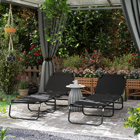 Sorrento Garden Sun Lounger, with Five-Position Back - Black