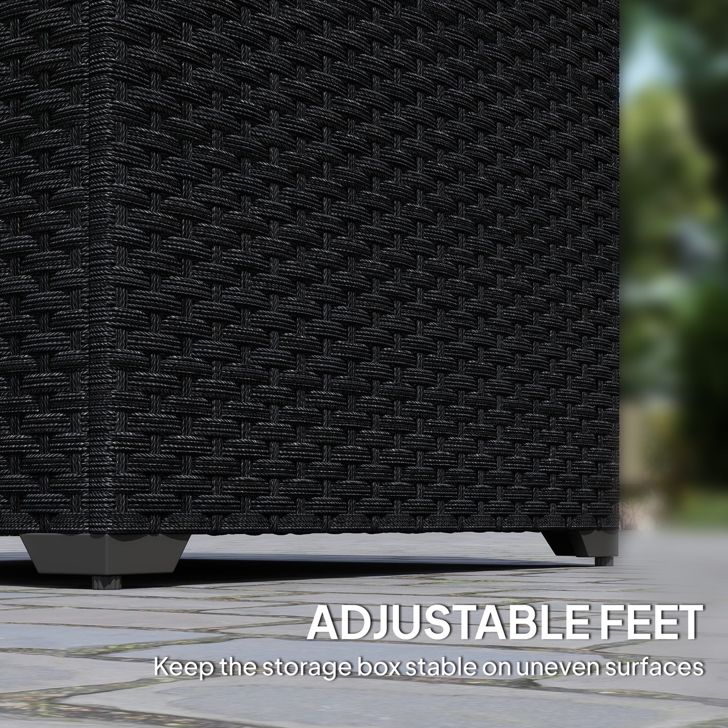 Outsunny - 253L Rattan Garden Storage Box, Black