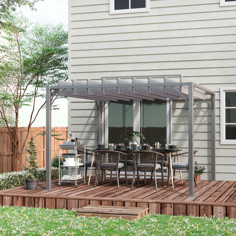 Grey 3m x 3m Aluminium Louvered Roof Pergola – Adjustable Hardtop Patio Canopy with UV50+ Sun Protection & Secure Anchoring Kit