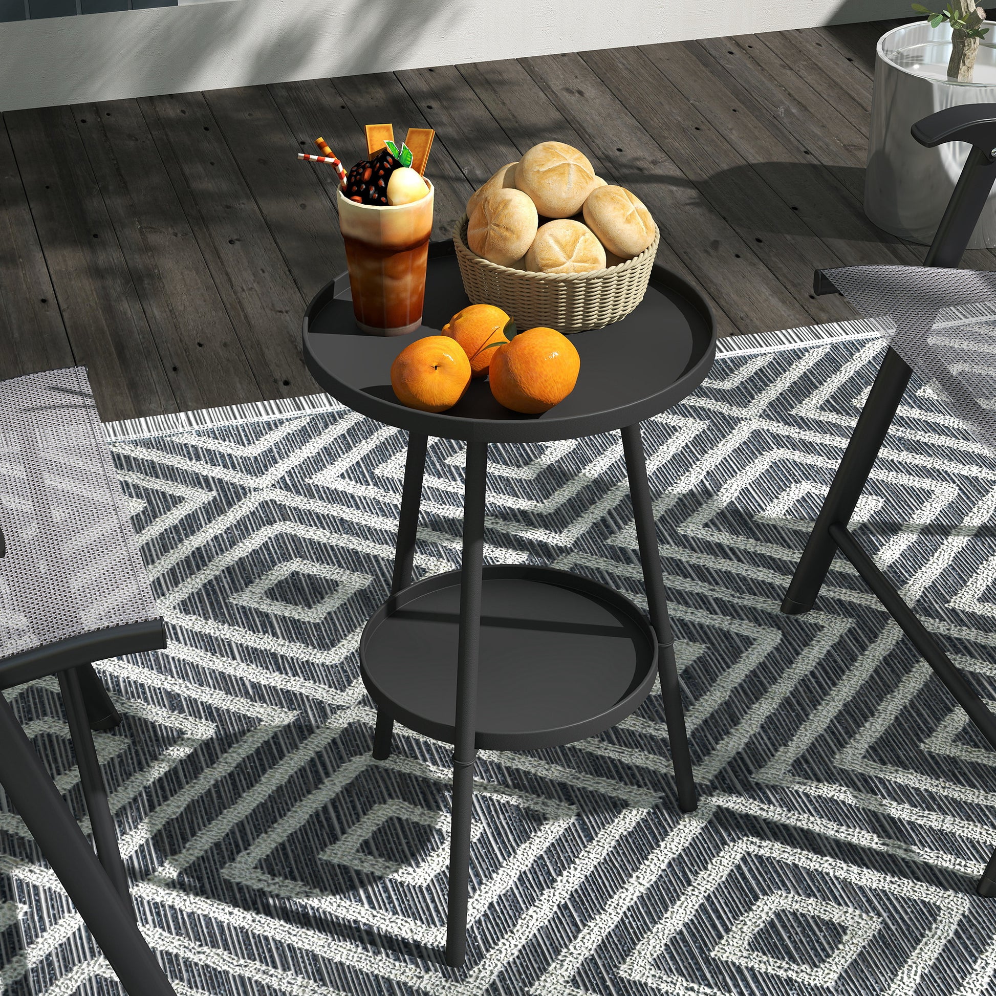Two-Tier Metal Garden Table - Black