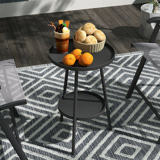 Two-Tier Metal Garden Table - Black