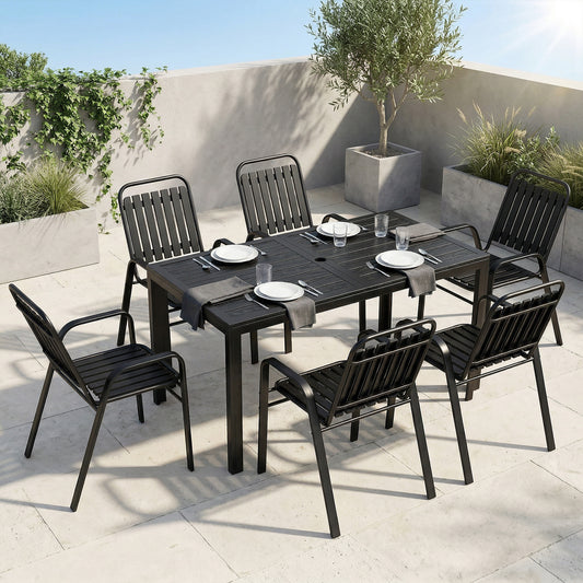 Verona 7 Piece Garden Dining Set with Umbrella Hole