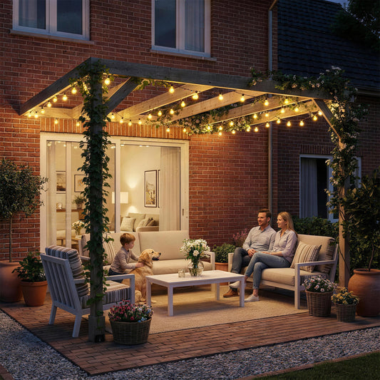 Lean-To Wooden Pergola Kit, Decorative Garden Gazebo with Stable Structure and Concrete Anchors