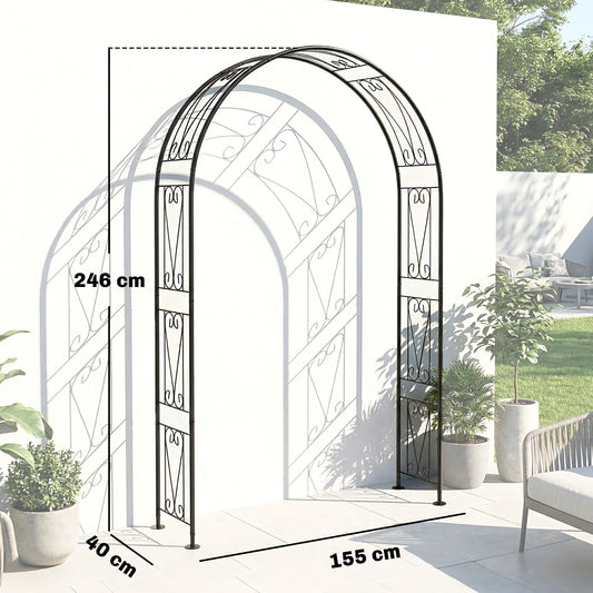 Garden Arch & Arbour Trellis – Black, 155 x 40 x 246 cm