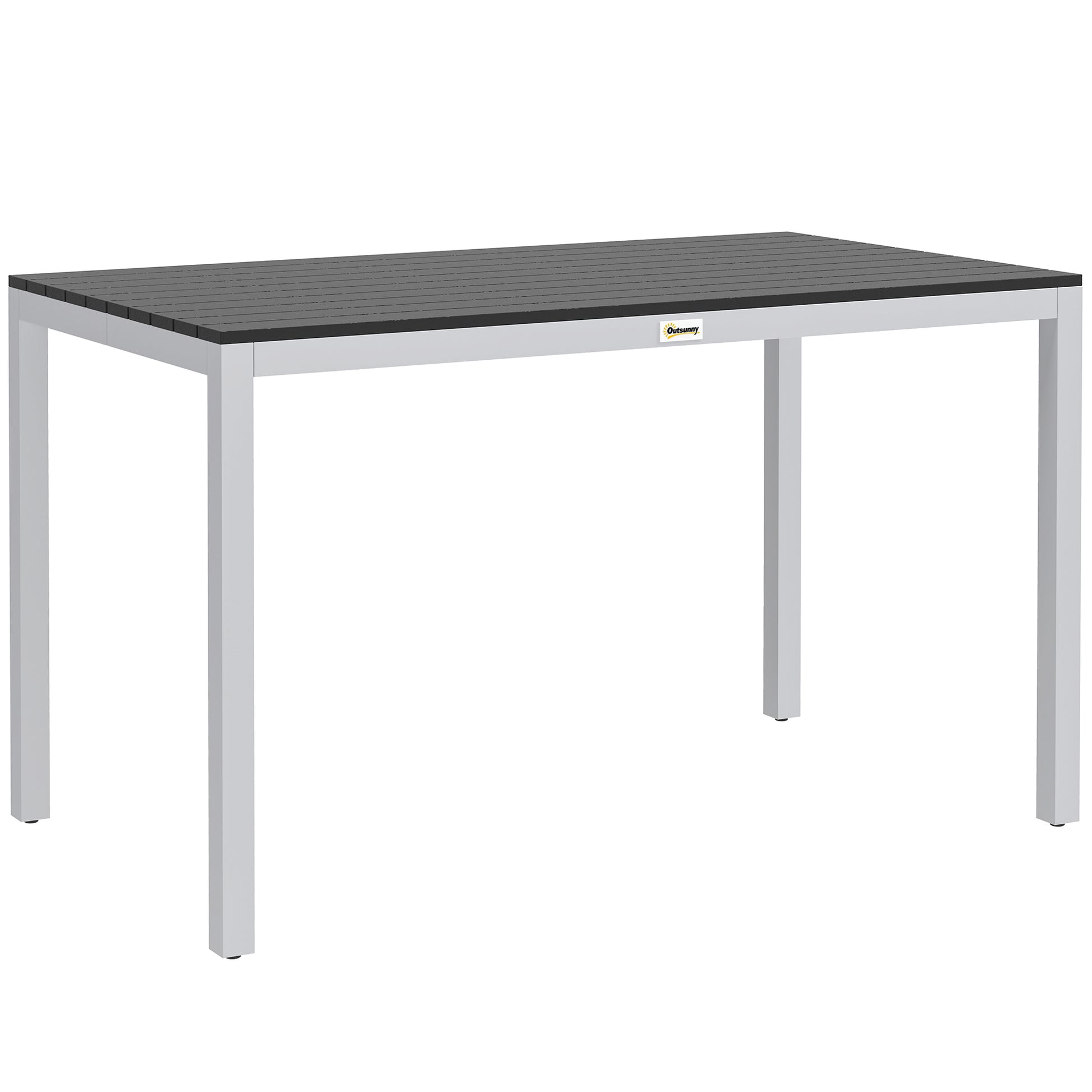 Outsunny Garden Table for 4-6, 120 x 70 cm Outdoor Dining Table with Rust-Resistant Aluminium Frame, Easy Maintenance Slatted Top, for Patio, Terrace, Balcony, Black